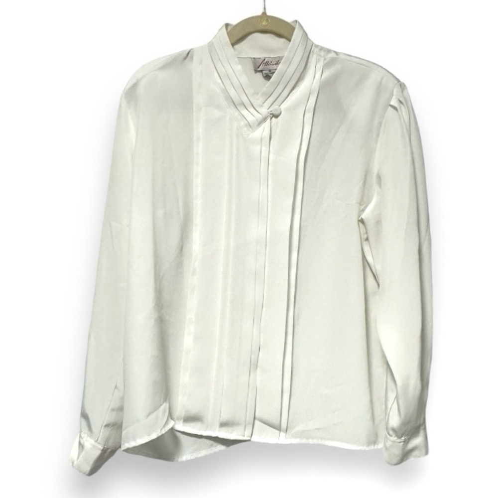 Vintage 80s Fashion Attitudes Cream Long Sleeve Blouse Women’s Size 12